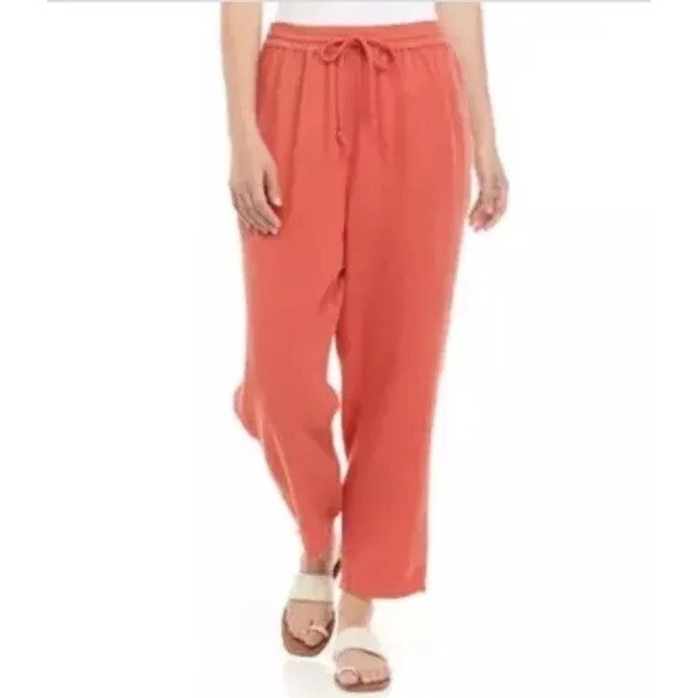 Wonderly Wide Leg Pants Gauze‎ Womens Large Orange Boho Cottagecore Cropped